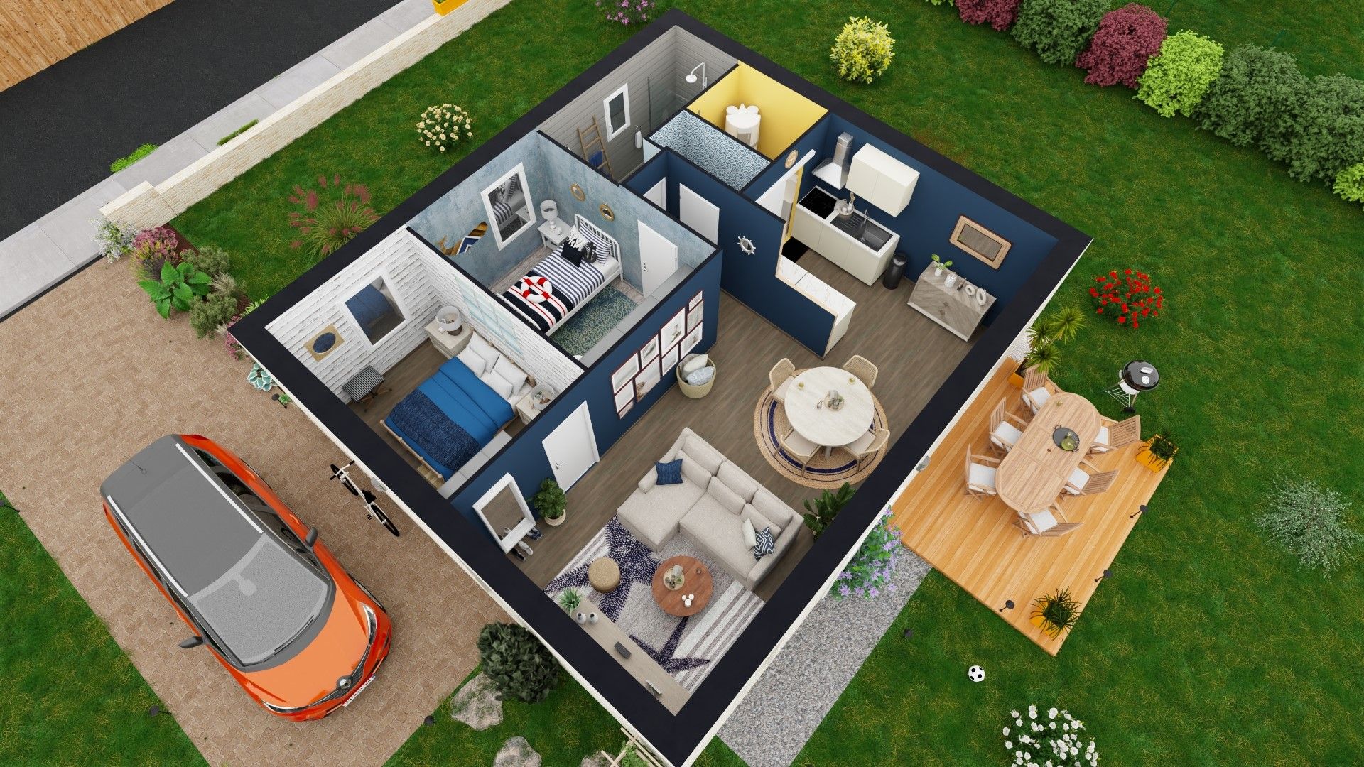 Plan de petite Maison 60 m2 plain-pied & prix | Maisons Bebium